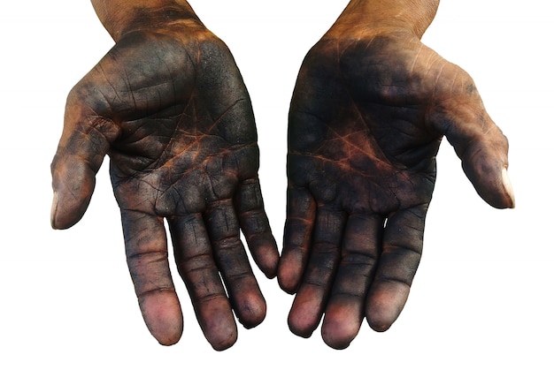 Premium Photo | Isolated dirty hand of worker after work hard for a