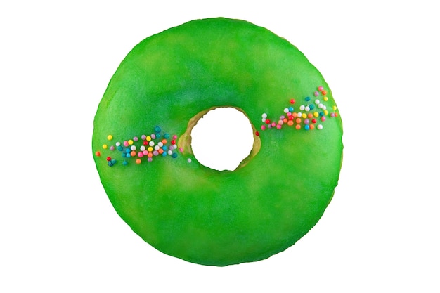 Premium Photo Isolated Donut With Green Glaze Shot On The Stack