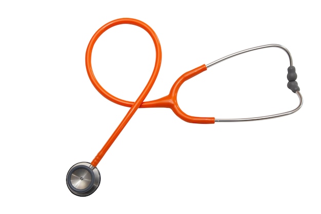 Premium Photo | Isolated orange stethoscope on white background