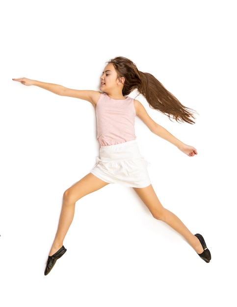 Premium Photo Isolated Photo Of Cute Girl Jumping In Dance