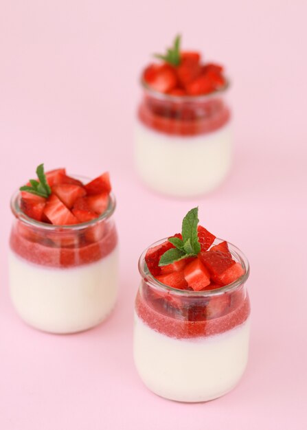 Premium Photo | Italian Dessert Panna Cotta With Fruit Jelly And Fresh ...