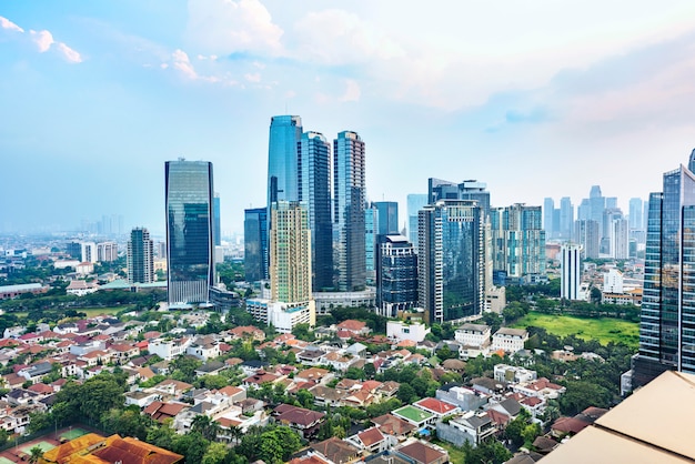Jakarta city skyline with urban skyscrapers in the afternoon Premium Photo