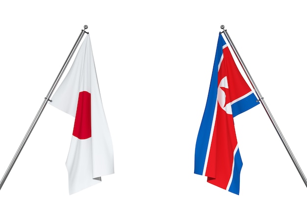 Japan flag and north korea flag | Premium Photo