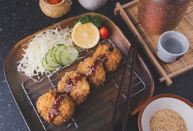 Premium Photo Japanese Deep Fried Pork Chop Or Menchikatsu