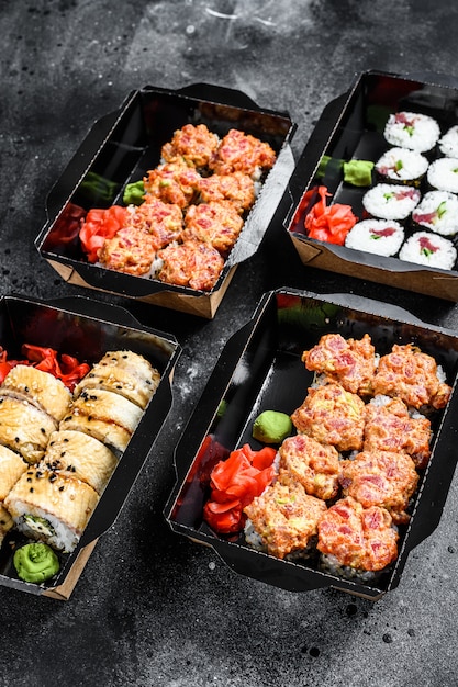 Premium Photo Japanese Food Concept Catering Various Kinds Of Sushi Rolls Set