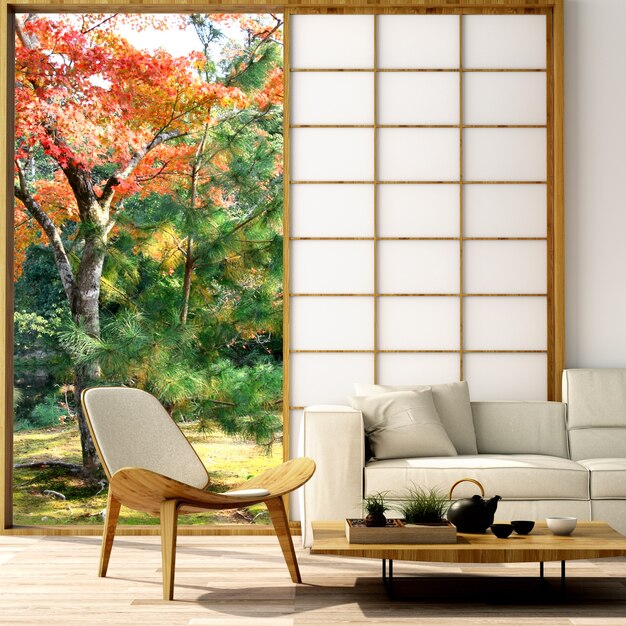 Premium Photo | Japanese living room interior design