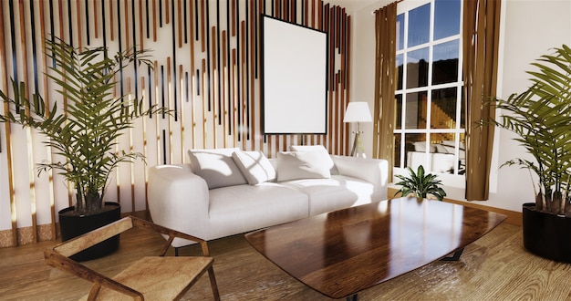 Japanese Living Room With White Wall In The Background 3d