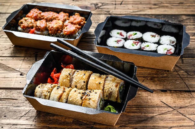 Premium Photo Japanese Restaurant Food In Take Away Set Delivery Box