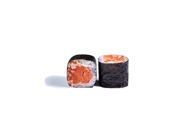 Japanese sushi rolls isolated on white. Premium Photo