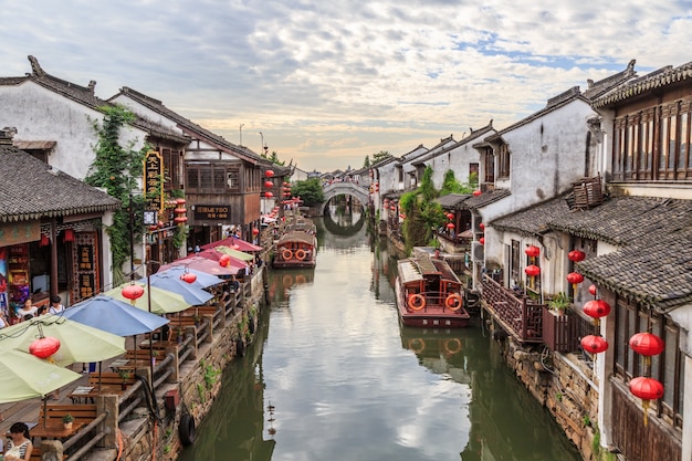 Premium Photo | Jiangnan water village suzhou ancient town street