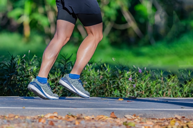 Premium Photo | Jogging in the evening on the public park