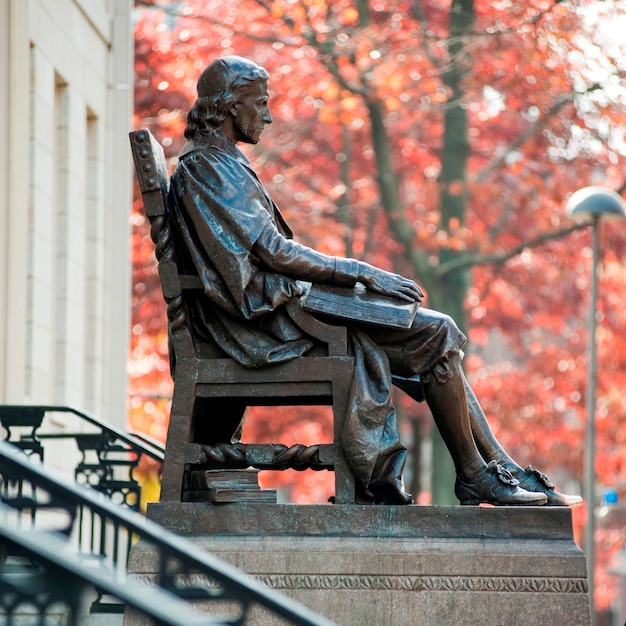 Premium Photo | John harvard statue at harvard university in boston ...