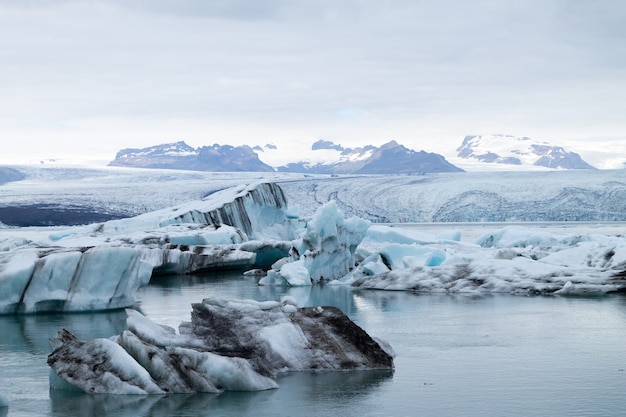 Premium Photo | Jokulsarlon Glacial Lake, Iceland. Icebergs Floating On ...