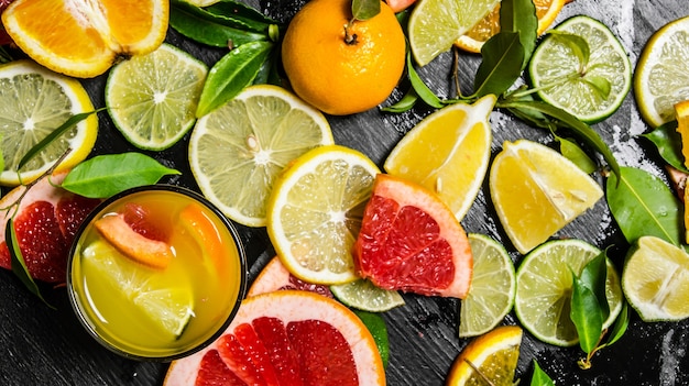 Premium Photo | Juice from citrus fruits. grapefruit, orange, tangerine ...