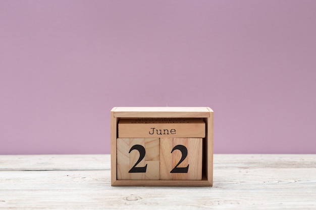 June 22nd. image of june 22 wooden color calendar on wooden table ...