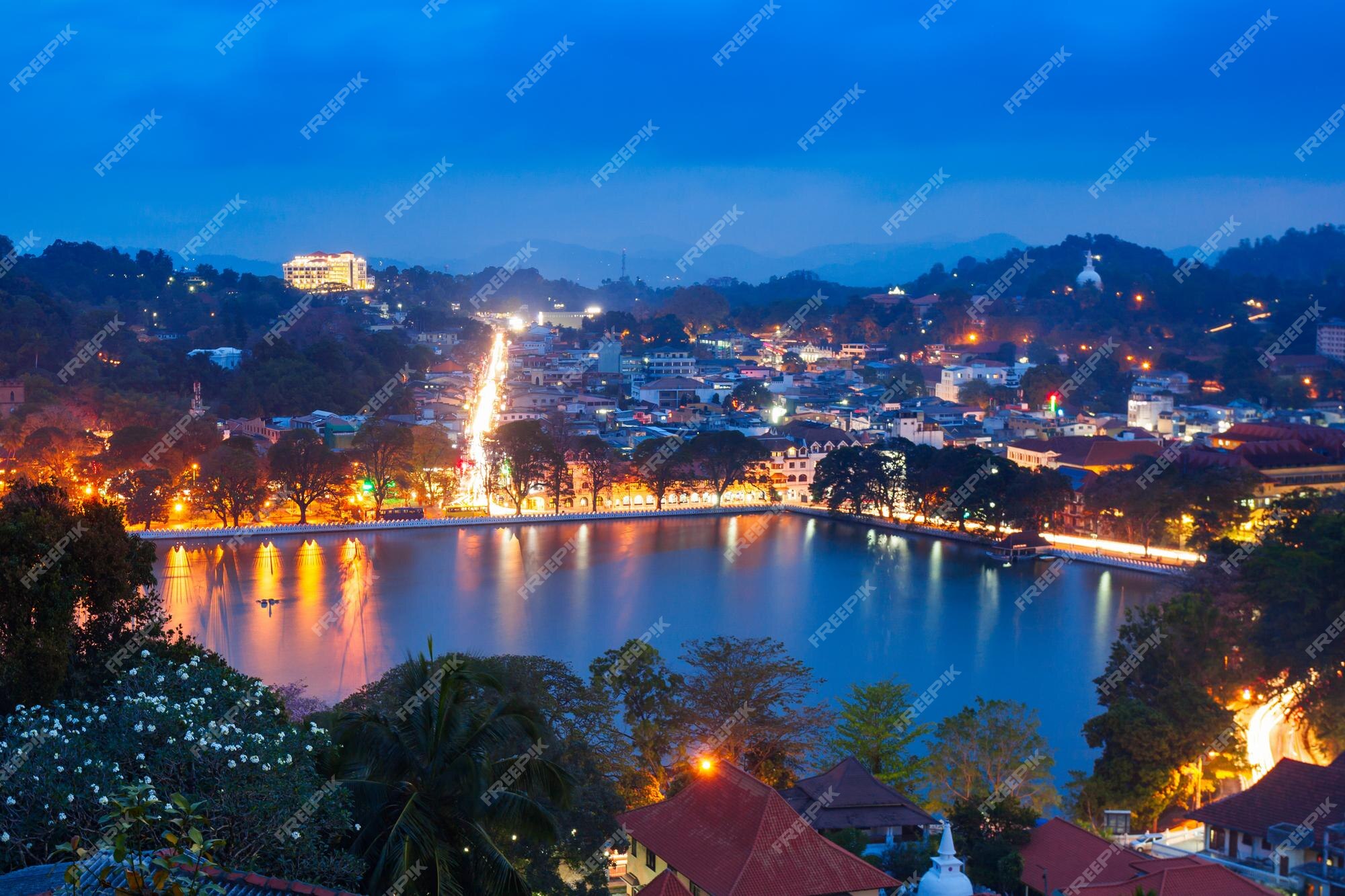 Premium Photo | Kandy lake and kandy city aerial panoramic view from ...