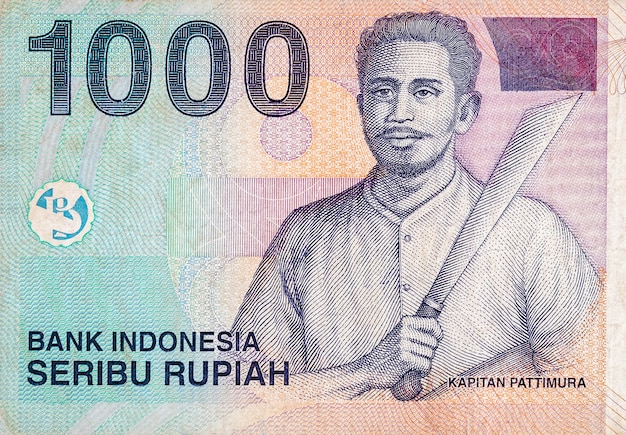 インドネシアのカピタンpattimuraの肖像画1000ルピア紙幣 元インドネシアの通貨 プレミアム写真