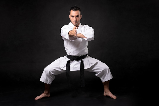 Premium Photo | Karateka practicing kata