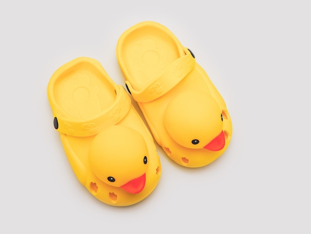 yellow duck shoes isolate 
