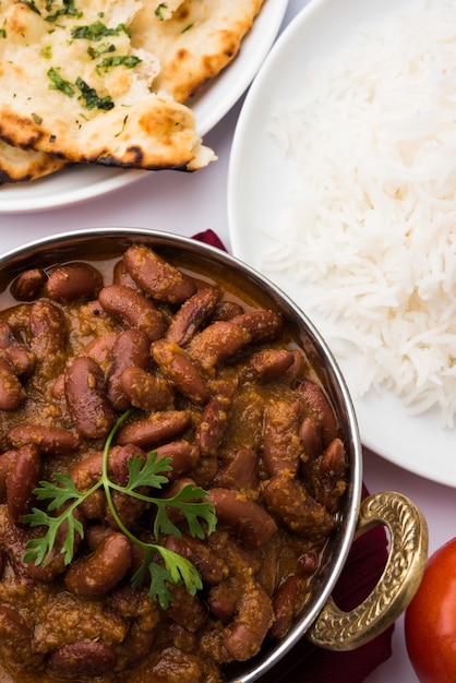 Premium Photo | Kidney bean curry or rajma rice or rajmah chawal and ...