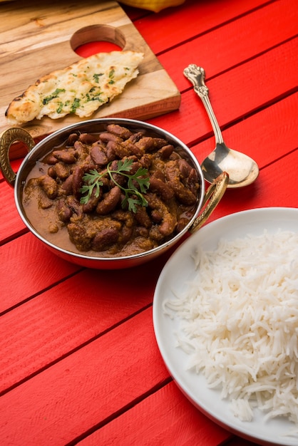 Premium Photo | Kidney bean curry or rajma rice or rajmah chawal and ...