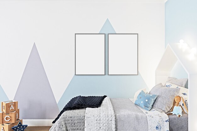 Premium Photo | Kids Room Frame Mockup In Scandinavian Style