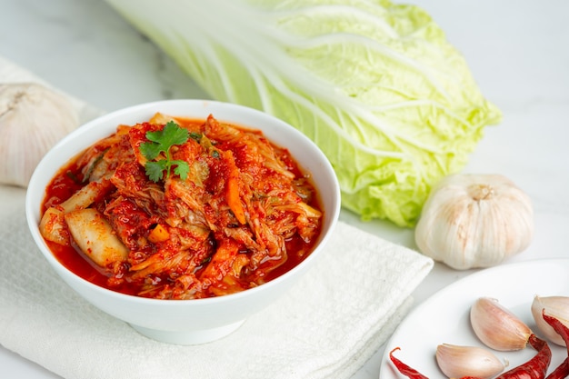 Kimchi ready to eat in bowl Free Photo