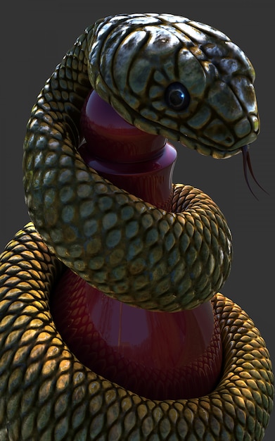 Premium Photo | King cobra snake wrapping around a red chess piece on ...