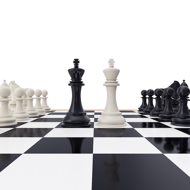 Premium Photo | Kings face to face on chess board isolated on white