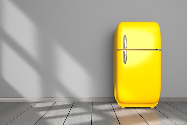 Download Premium Photo | Kitchen mockup yellow refrigerator