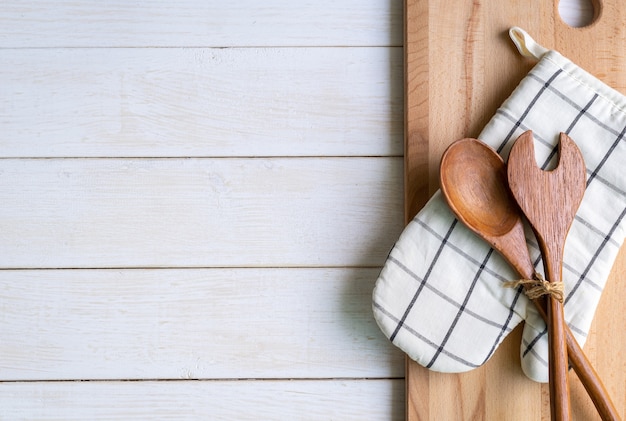 Premium Photo | Kitchen utensils on wooden background with copy space