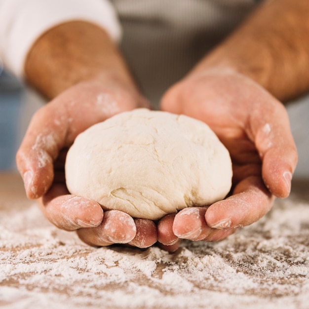 mixing dough by hand