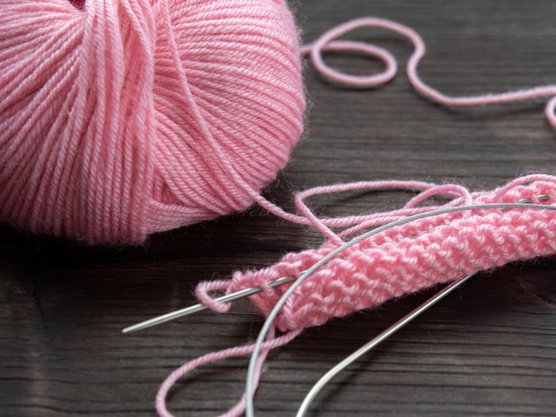 Premium Photo | Knitting, yarn, pink color, handmade
