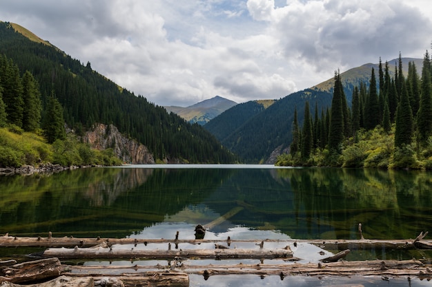 Premium Photo | Kolsay lake - mountain lake in kazakhstan