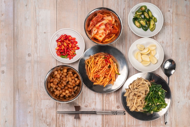Korean pickle and seasoning spicy kimchi korean traditional food, kimchi salad made with vegetable cabbage and chili pepper. Premium Photo