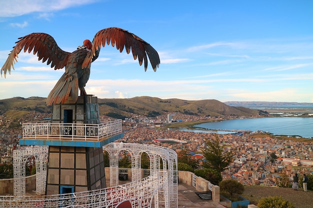 Premium Photo | Lake titicaca and city of puno as seen from condor hill ...