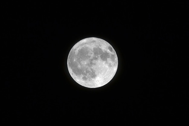 Free Photo Landscape Shot Of A White Full Moon With Black Color In The Background