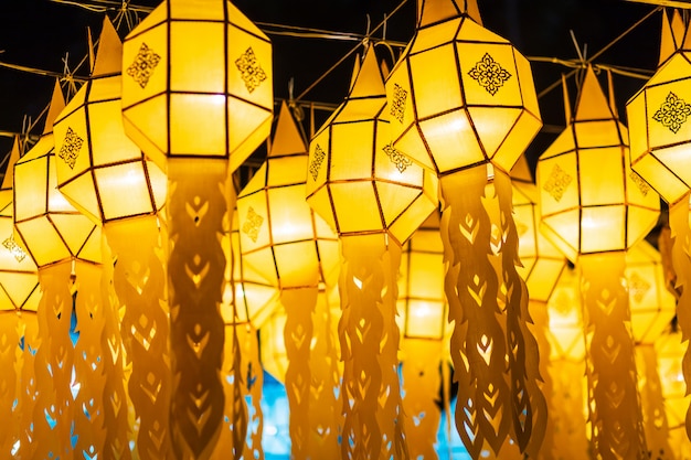 Premium Photo | Lanna lantern are northern thai style lanterns in loi ...