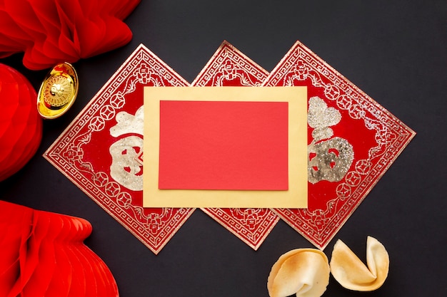 Download Lanterns and chinese new year card mock-up | Free Photo