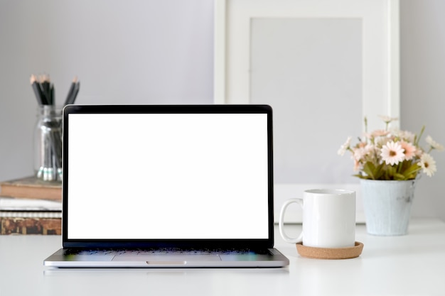 Premium Photo | Laptop on home studio workspace