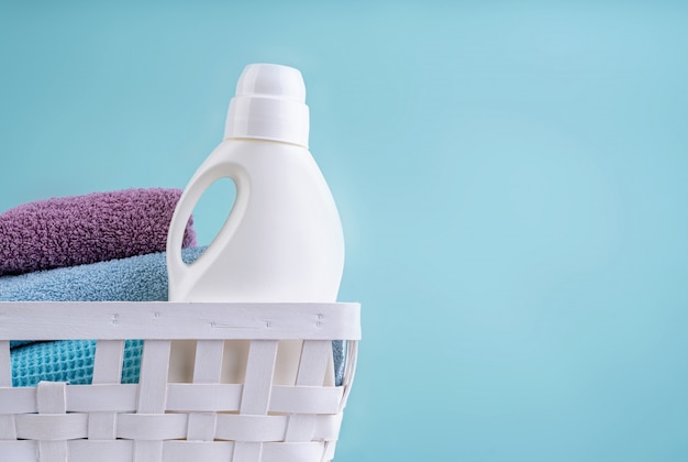 blue and white laundry basket