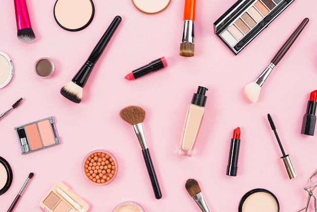 Free Photo | Layout of cosmetic and makeup beauty products