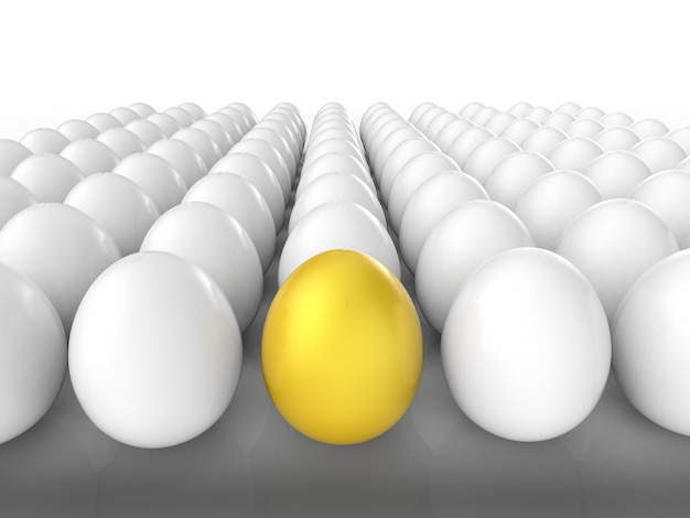 Premium Photo | Leadership concept with golden egg among white eggs