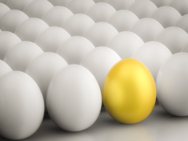 Premium Photo | Leadership concept with golden egg among white eggs