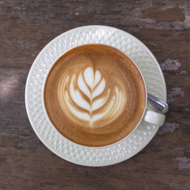Premium Photo | Leaves-shaped latte art, top view