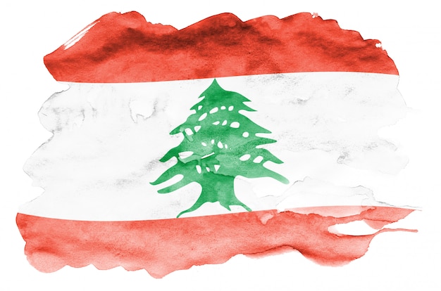 Download Lebanon flag is depicted in liquid watercolor style isolated on white | Premium Photo