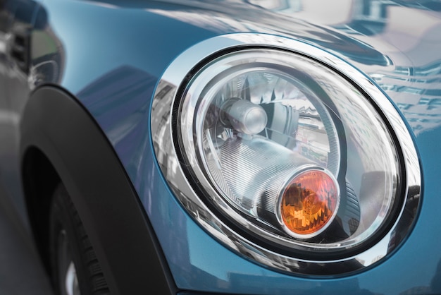 Led headlight of blue auto | Free Photo
