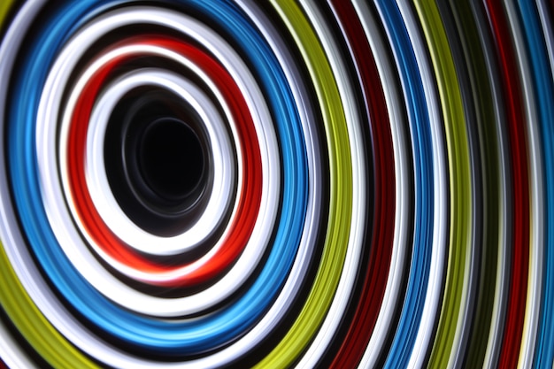 Led light moving on long exposure shot in the dark. Premium Photo