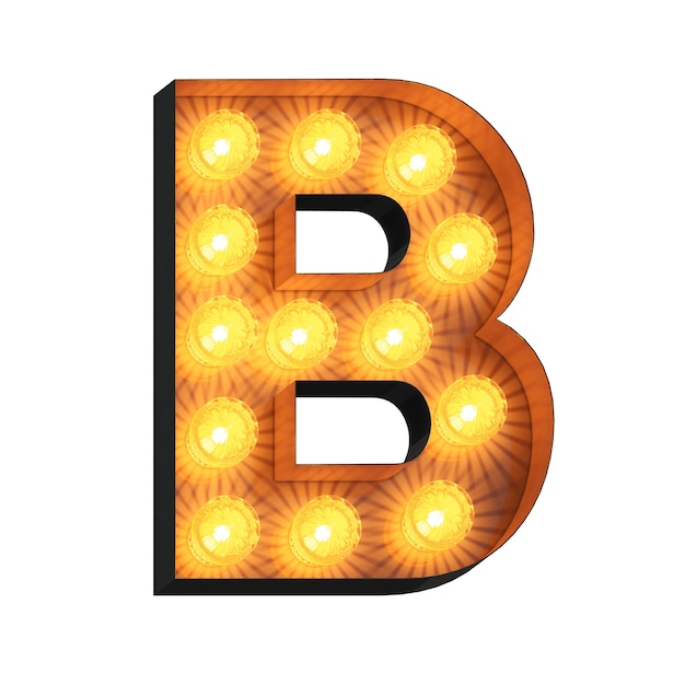 Premium Photo | Led marquee letter b on white background