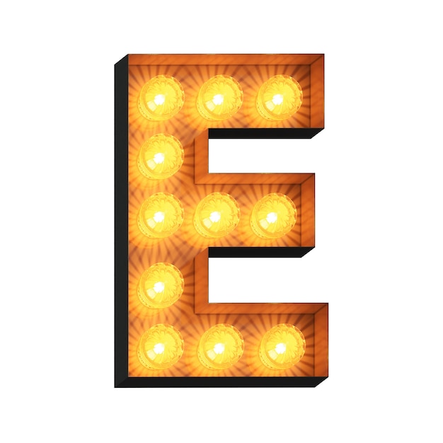 Premium Photo | Led marquee letter e on white background